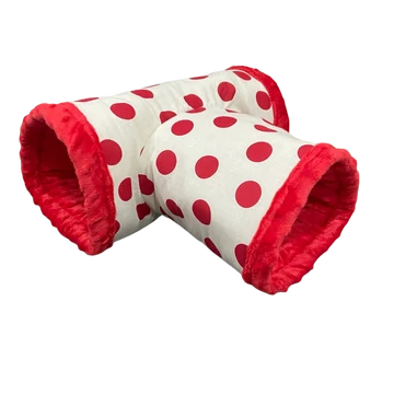 Dupla alagút kisállatok számára - piros pöttyös 