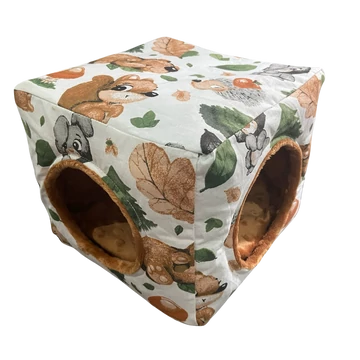 Puha kockaház kisállatfekhely - erdei állatok Nr. 1. mintás
