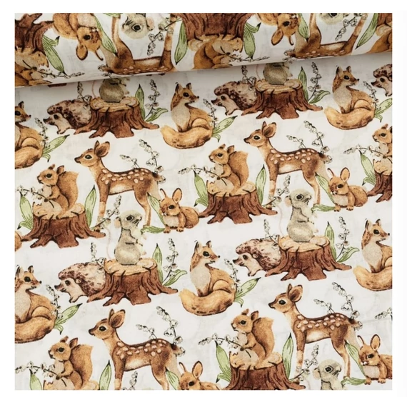 Utolsó darab - kockaház barna erdei állatok mintás 